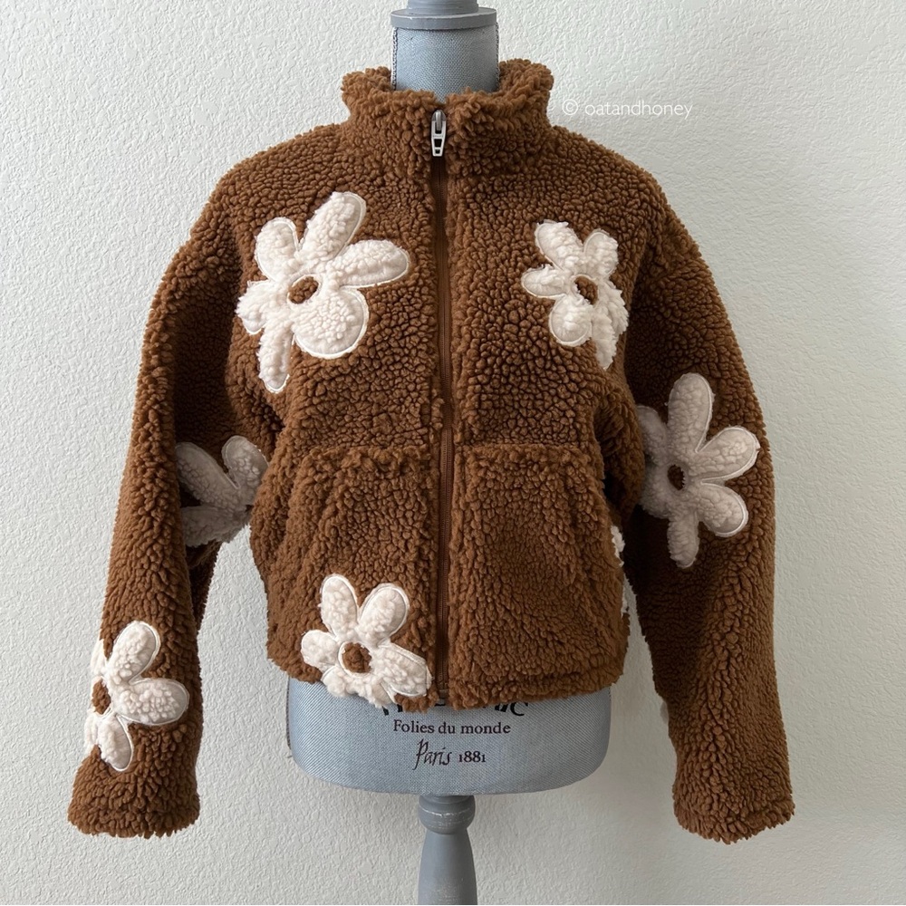 Blank NYC Flower Child Fleece Zip-Up Love Life Jacket